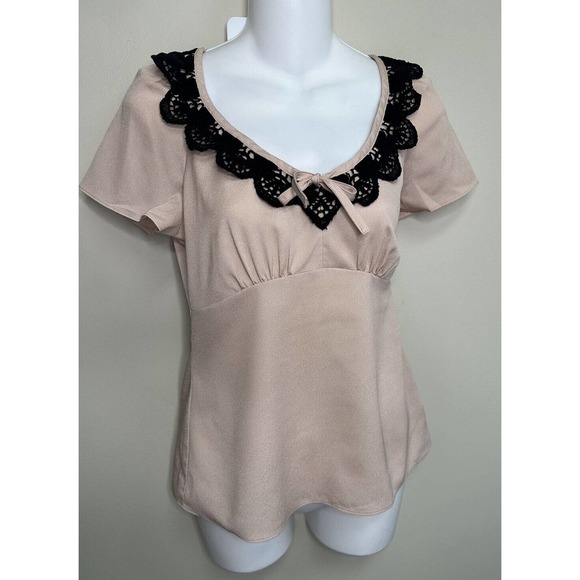 PHILOSOPHY DI ALBERTA FERRETTI Crochet Trim Top ~ Beige~USA 4/ I 40 - Picture 1 of 8